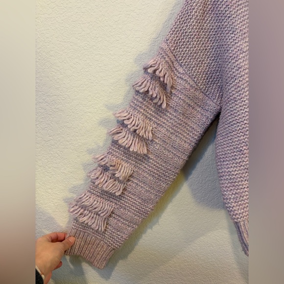 Madewell Women’s Lavender Fringe-Sleeve Pullover Sweater - M - Picture 3 of 7